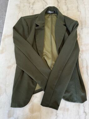 Allegra K Olive Green Open Front Blazer